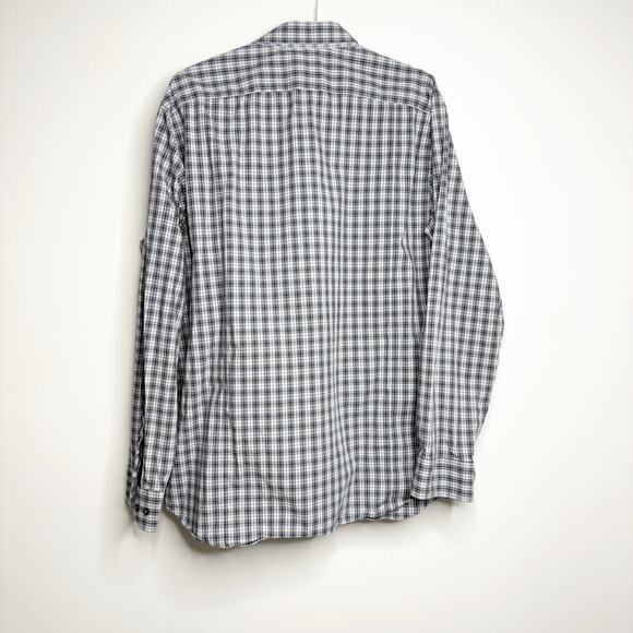 Banana Republic XL Men’s Plaid Button Up Shirt Long Sleeve Gray Blue - Picture 2 of 7